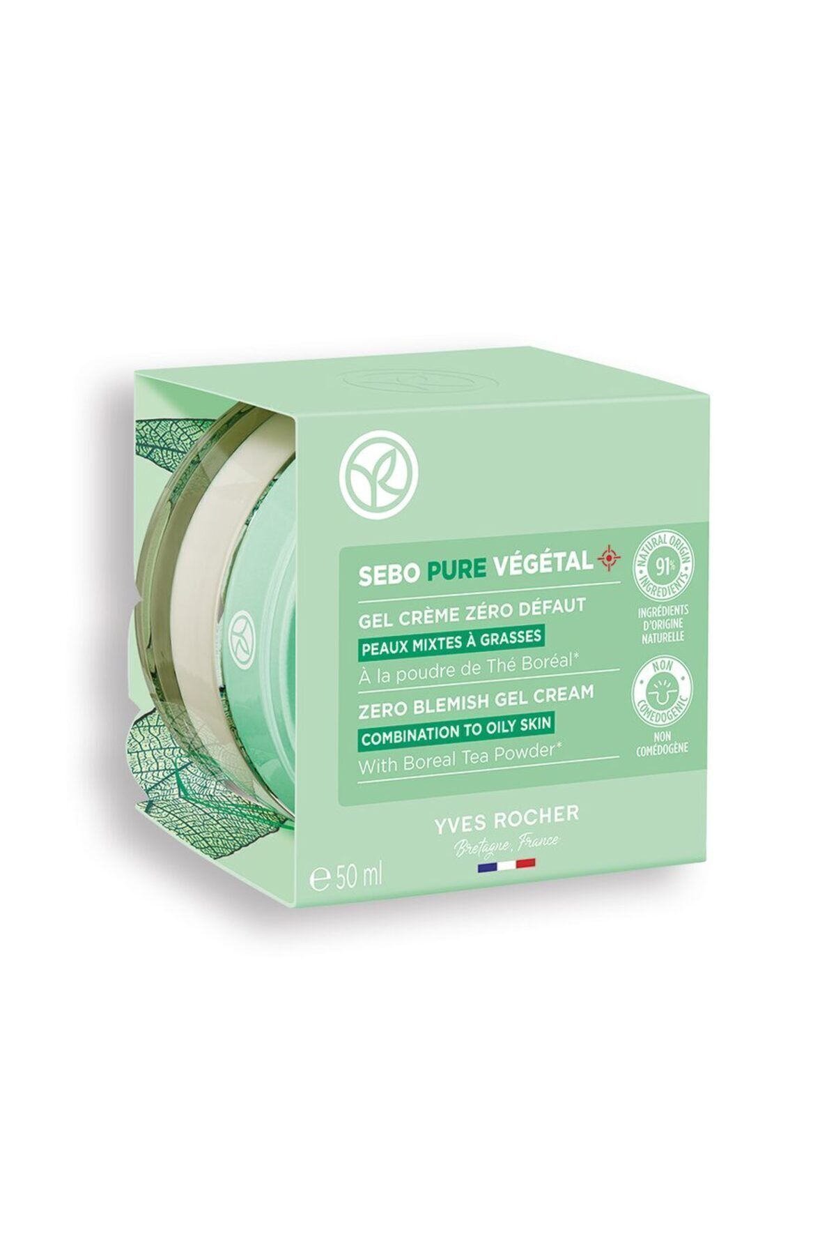 کرم ژل Sebo Pure Vegetal  پوست مختلط و چرب 50میل ایوروشه Yves Rocher