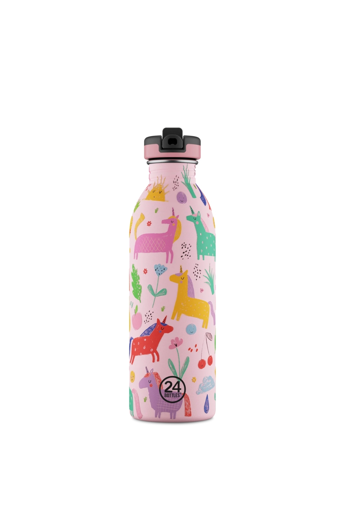 فلاسک بطری کودکان MAGIC FRIENDS آب استیل ضد زنگ با نی 500 میلی لیتری اورجینال 24 Bottles