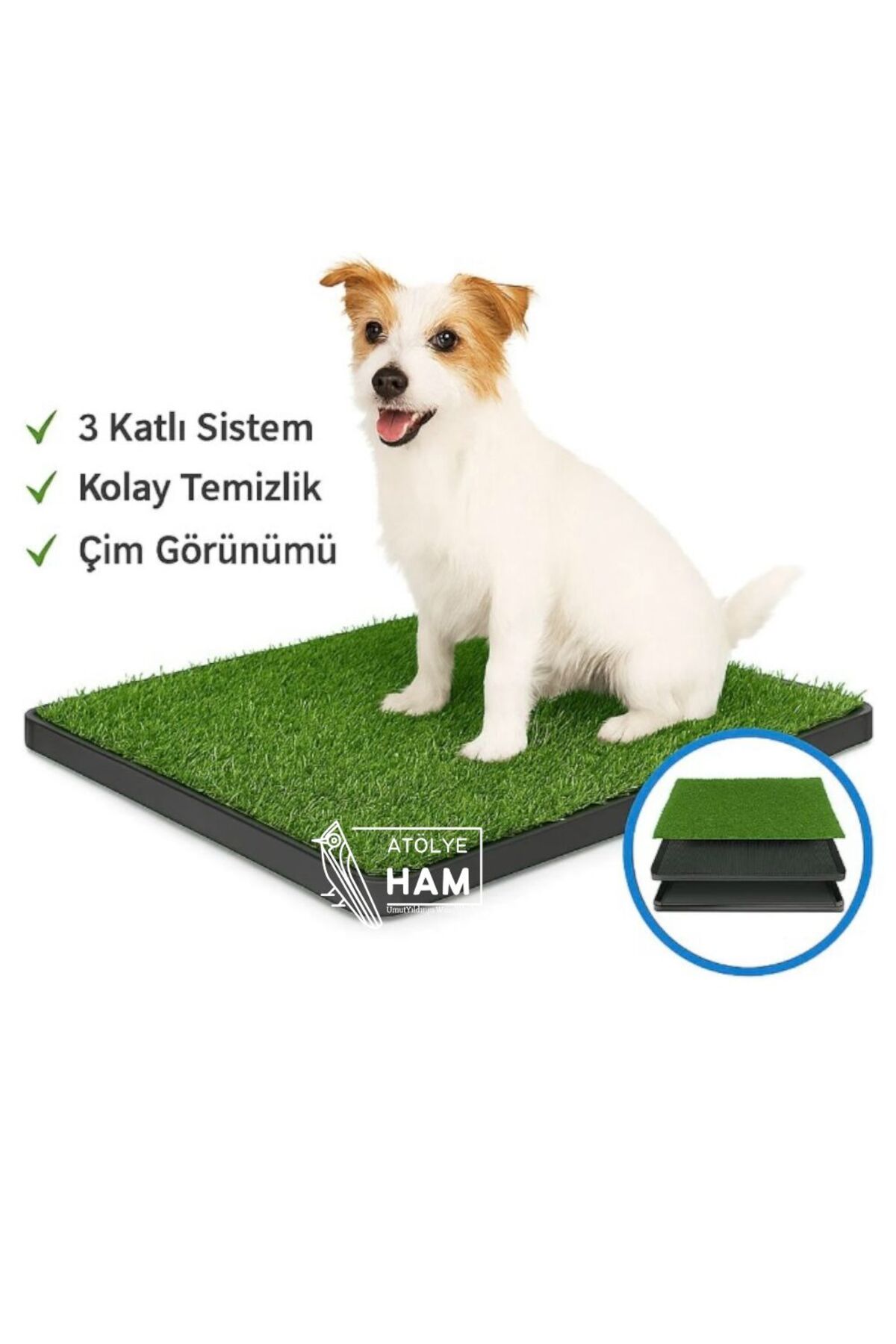محوطه آموزش توالت سگ Pet Park آتولیه هام Atölye Ham، مشکی، ۶۴ × ۵۱ × ۳٫۸ سانتی‌متر