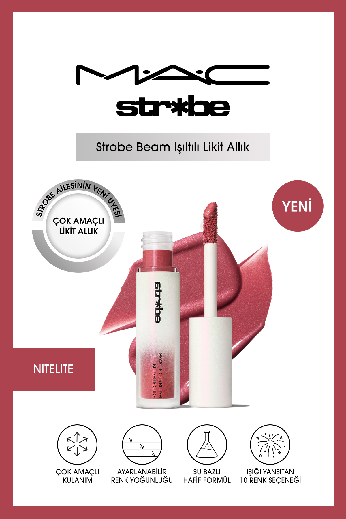 رژگونه براق استروب مایع چند منظوره کیفیت 4.3 میل Mac