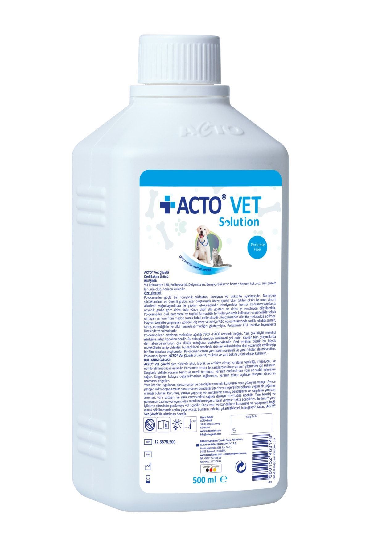 محلول ترمیم زخم حیوانات خانگی Vet Solution اکتو Acto، ۵۰۰ میلی‌لیتر