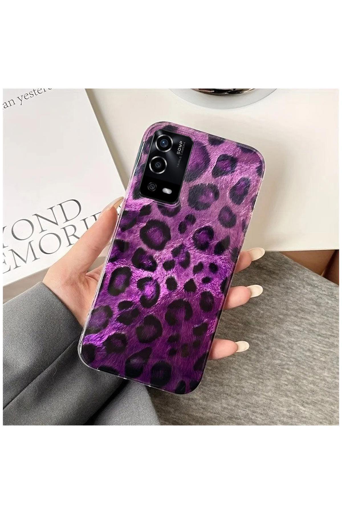 کاور و قاب سازگار OPPO A55 ZEBANA LUXE SILICONE LEOPARD CASE بنفش اورجینال Zebana