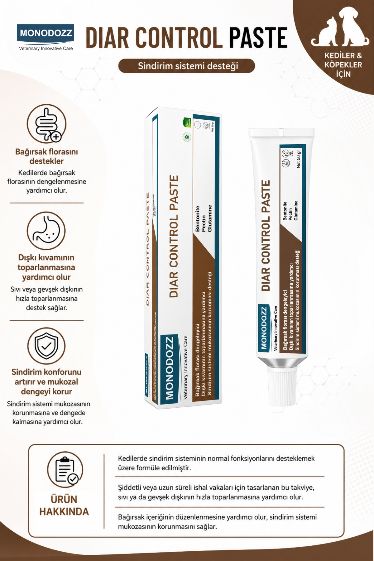 خمیر تنظیم‌کننده دستگاه گوارش DIAR CONTROL PASTE از مونودوز MONODOZZ، مدل MDN-P-002
