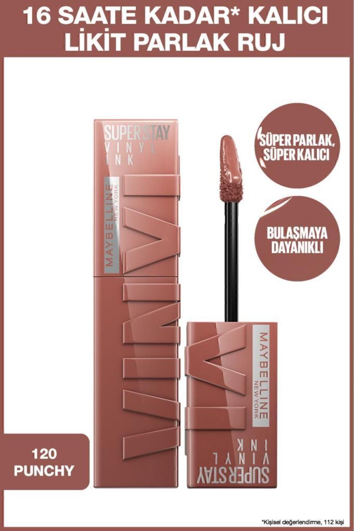 رژ لب براق مایع جوهر وینیل Super Stay 120 punchy میبلین Maybelline