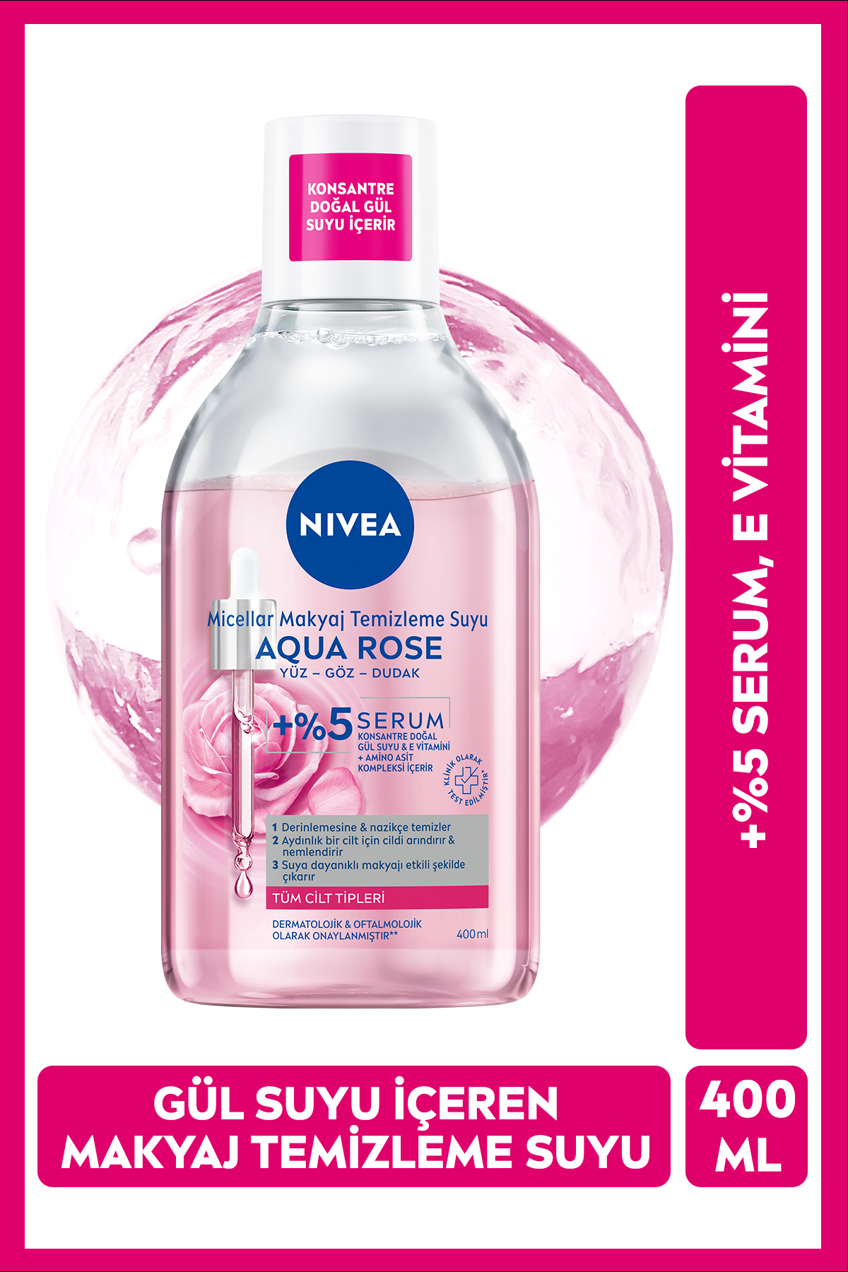 NIVEA آب گلاب میسلار دوفاز پاک کننده آرایش صد درصد نیوئا 400 میلی لیتر