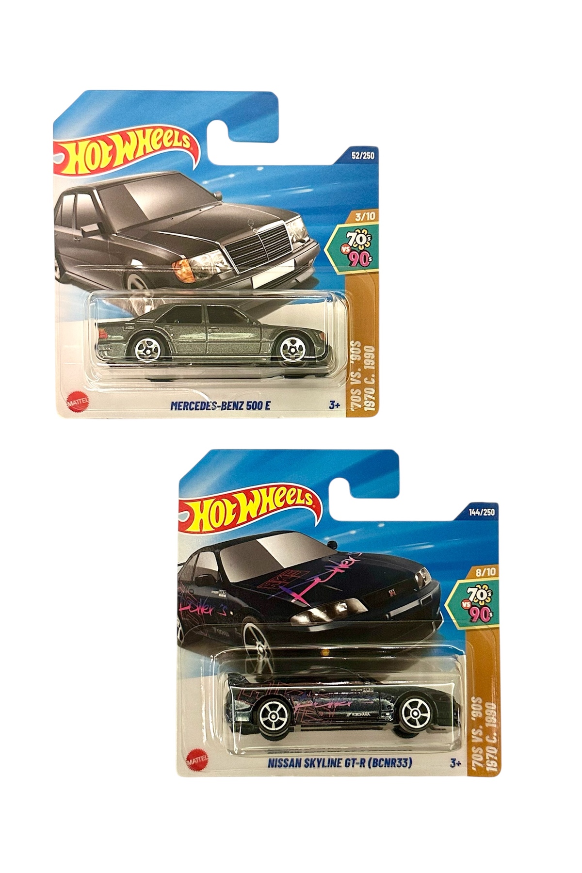 ماشین اسباب بازی نیسان اسکای لاین GT R قاب جدید آبی تیره مرسدس بنز 500 E از ترکیه HOT WHEELS