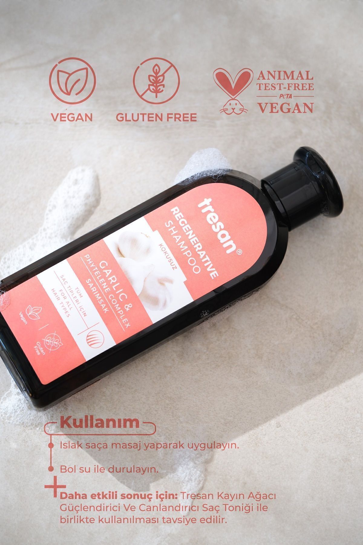 شامپو ترمیم کننده گیاهی و سیر برای همه نوع مو بدون عطر 300 میلی لیتر Tresan