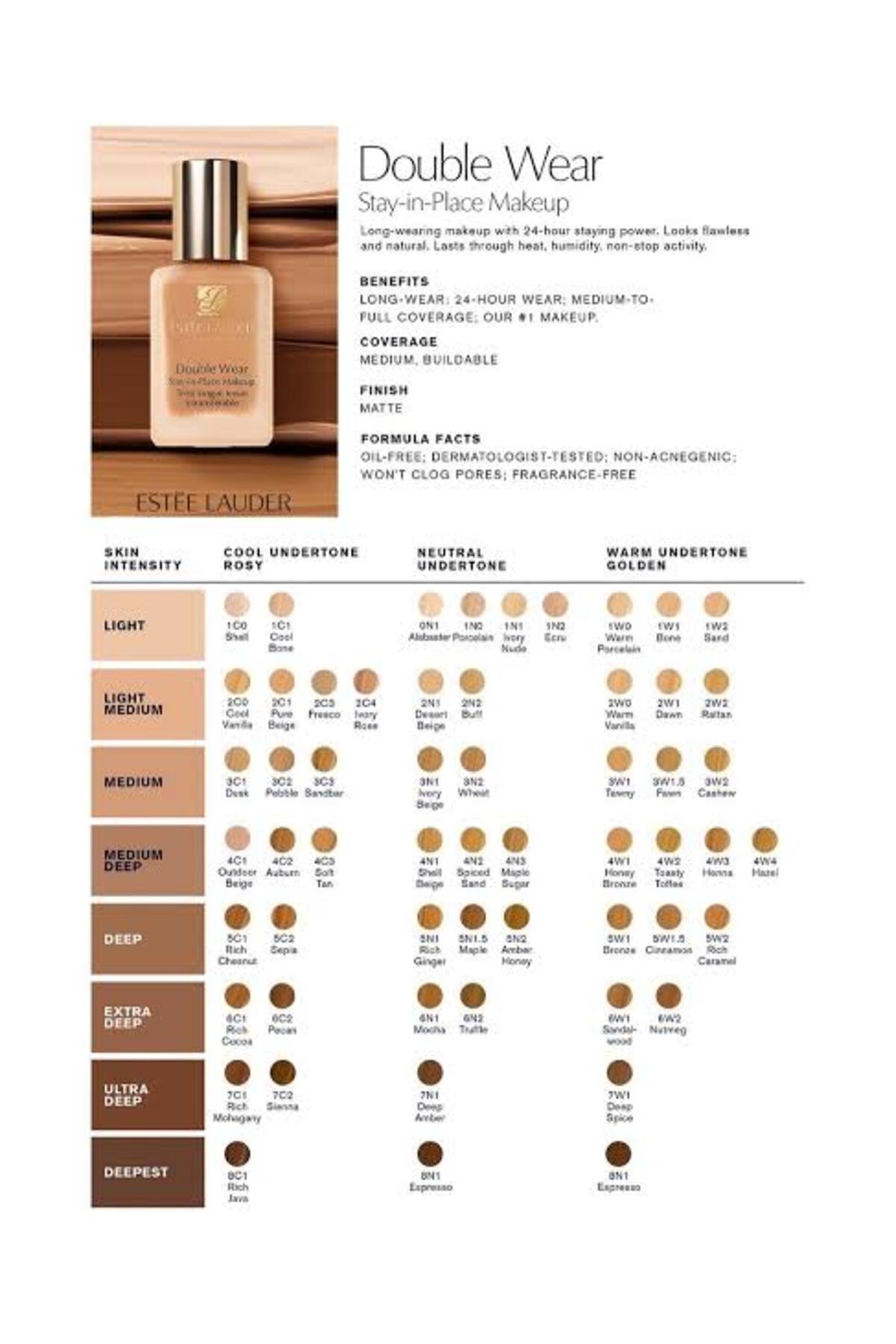 فاندیشن ۳۰ میلی لیتری دابل ویر شماره ۳N۲ گندم استی لادر Estee Lauder