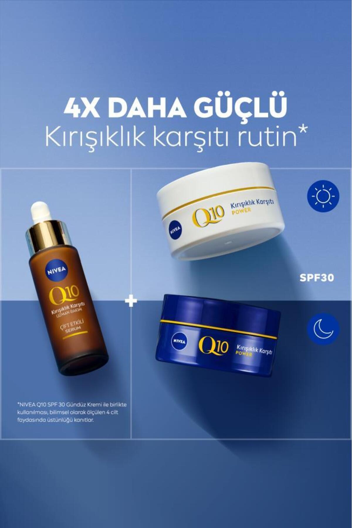 NIVEA ضد چین و چروک دوگانه با سرم پوستی Q10 30 میلی لیتر، Q10 خالص، ضد چین و چروک ناشی از قند