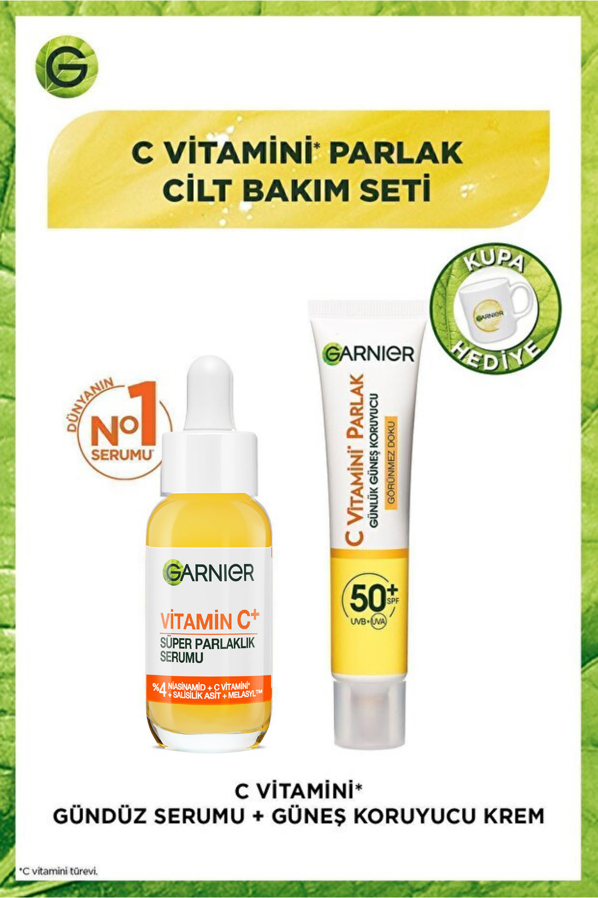 Garnier ضدآفتاب روزانه بافت نامرئی کرم صورت روشن کننده سرم ویتامین C