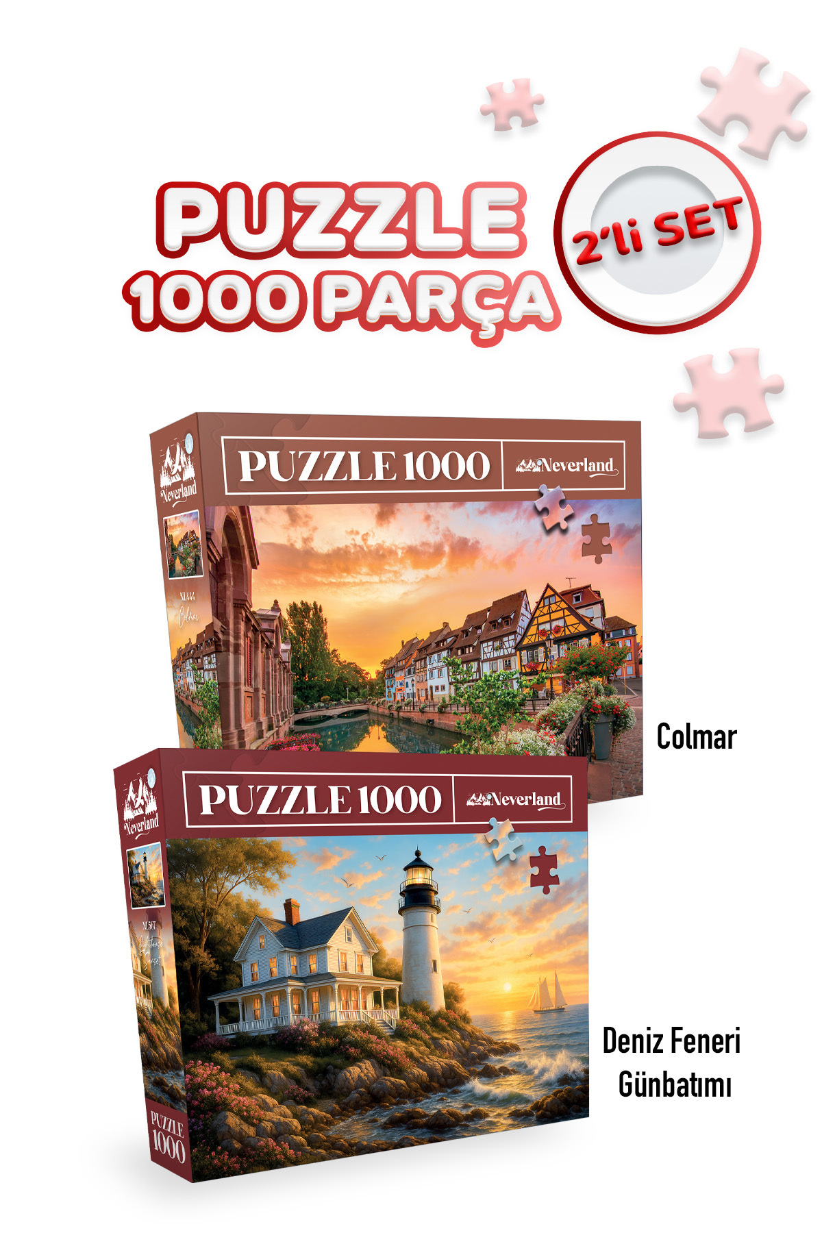 پازل 2 PIECES OF 1000 غروب خورشید کلمار و فانوس دریایی Neverland