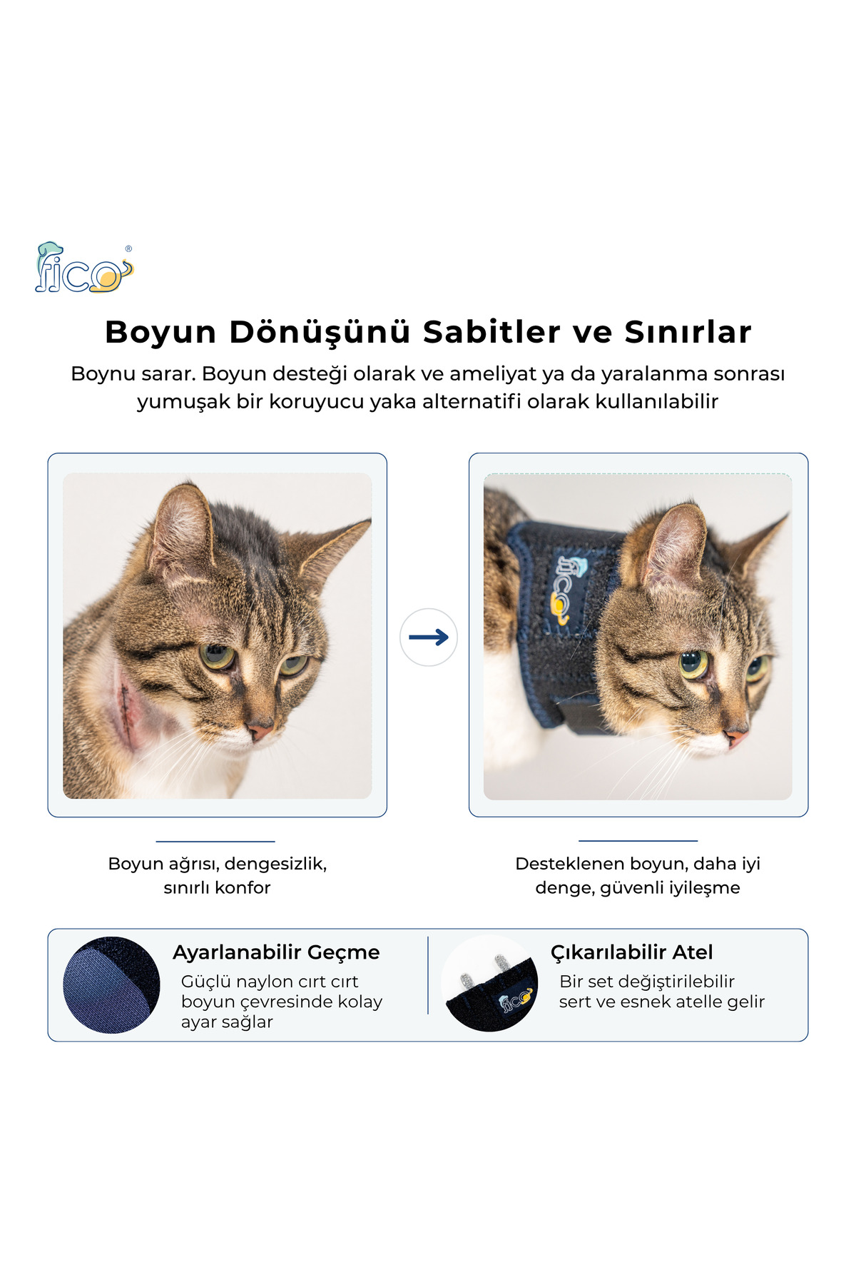 ارتز و گردنبند محافظ گردن سگ فیکو پتس Fico Pets سرمه‌ای