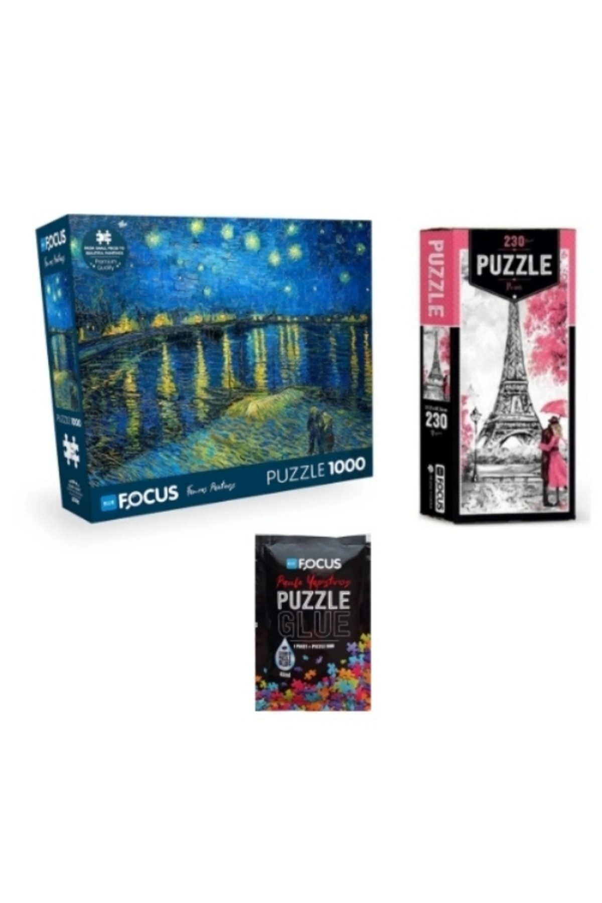 پازل 3 SET 1000 قطعه یک ستاره در رودخانه رن + 230 پاریس چسب اورجینال Blue Focus