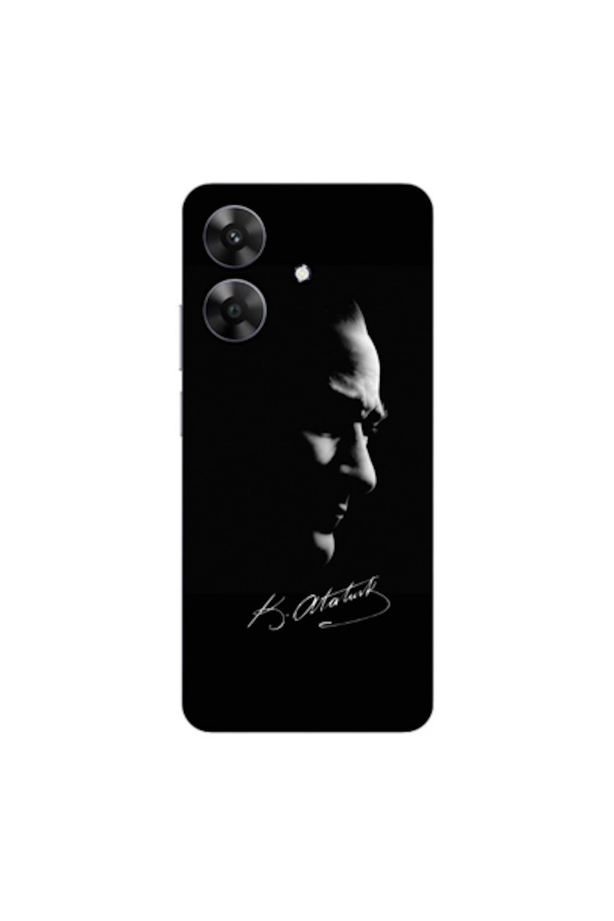 کاور و قاب سازگار با REALME NOTE 60 سیلیکونی مشکی مصطفی کمال آتاتورک طرح دار اورجینال Zebana