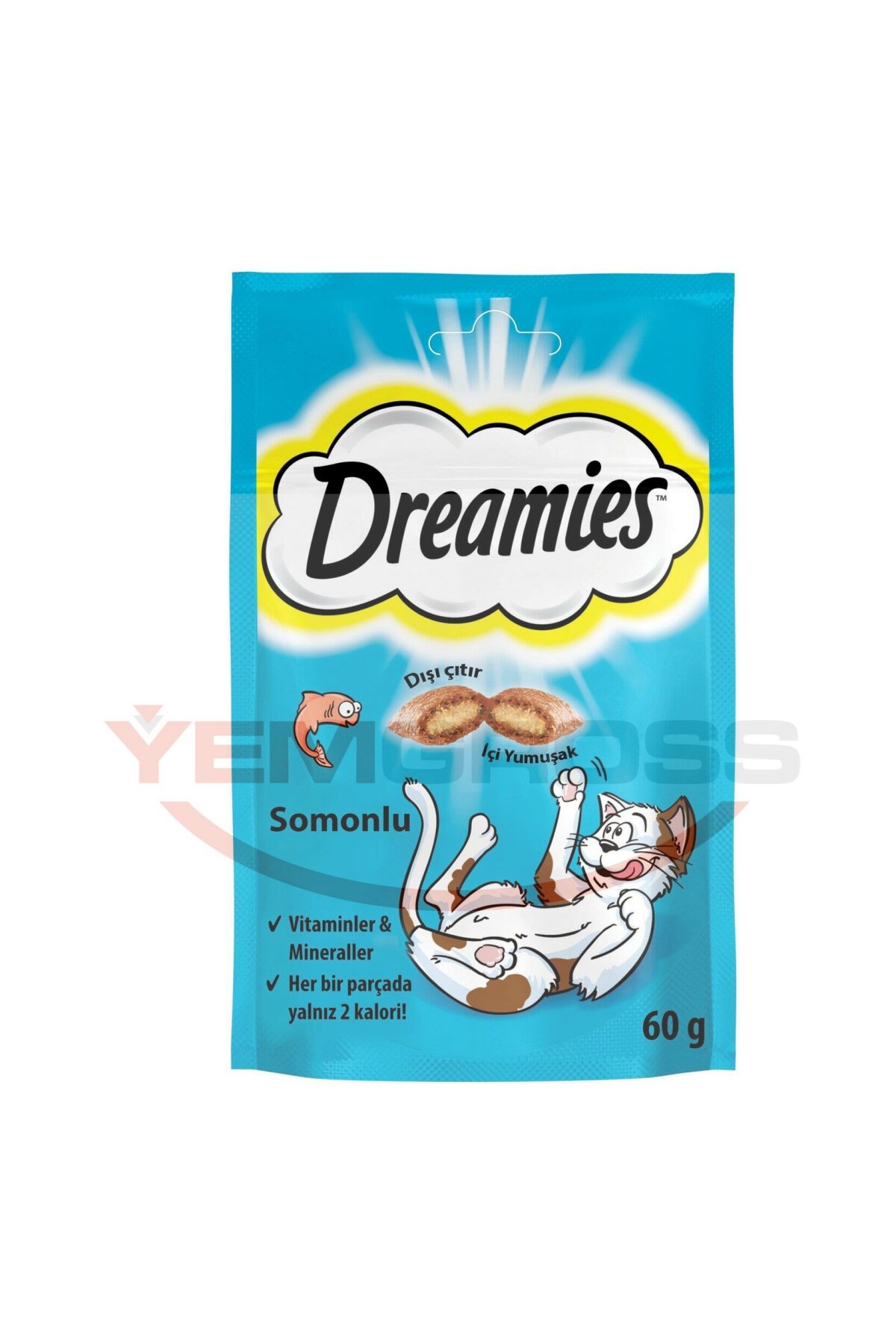 خوراک تشویقی گربه دری‌میس Dreamies با طعم سالمون، ۶۰ گرم