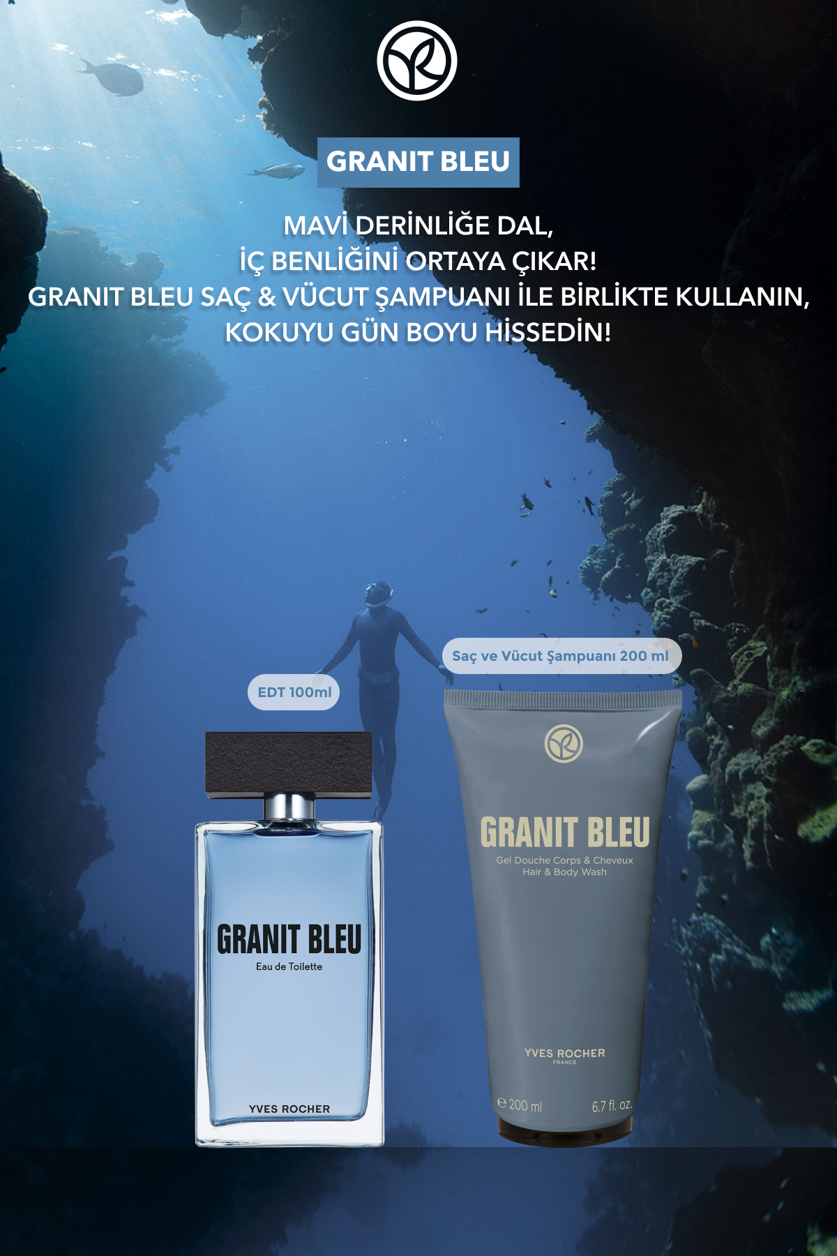 عطر مردانه گرانیت آبی ادوتویلت 100 میل 17322 Yves Rocher
