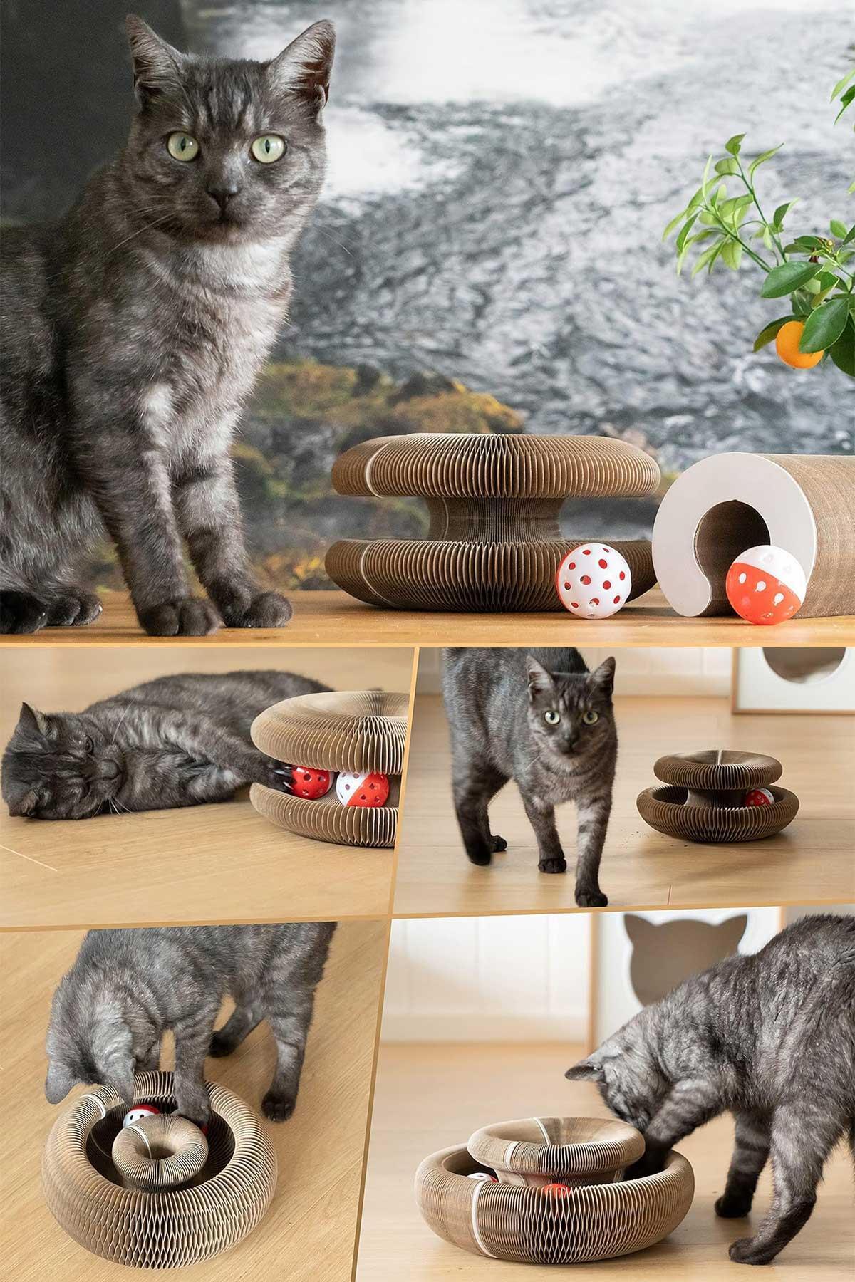 اسباب‌بازی خراشیدنی گربه گوبی‌پت GOBYPET، مدل 004372، قهوه‌ای با تخته و زنگوله