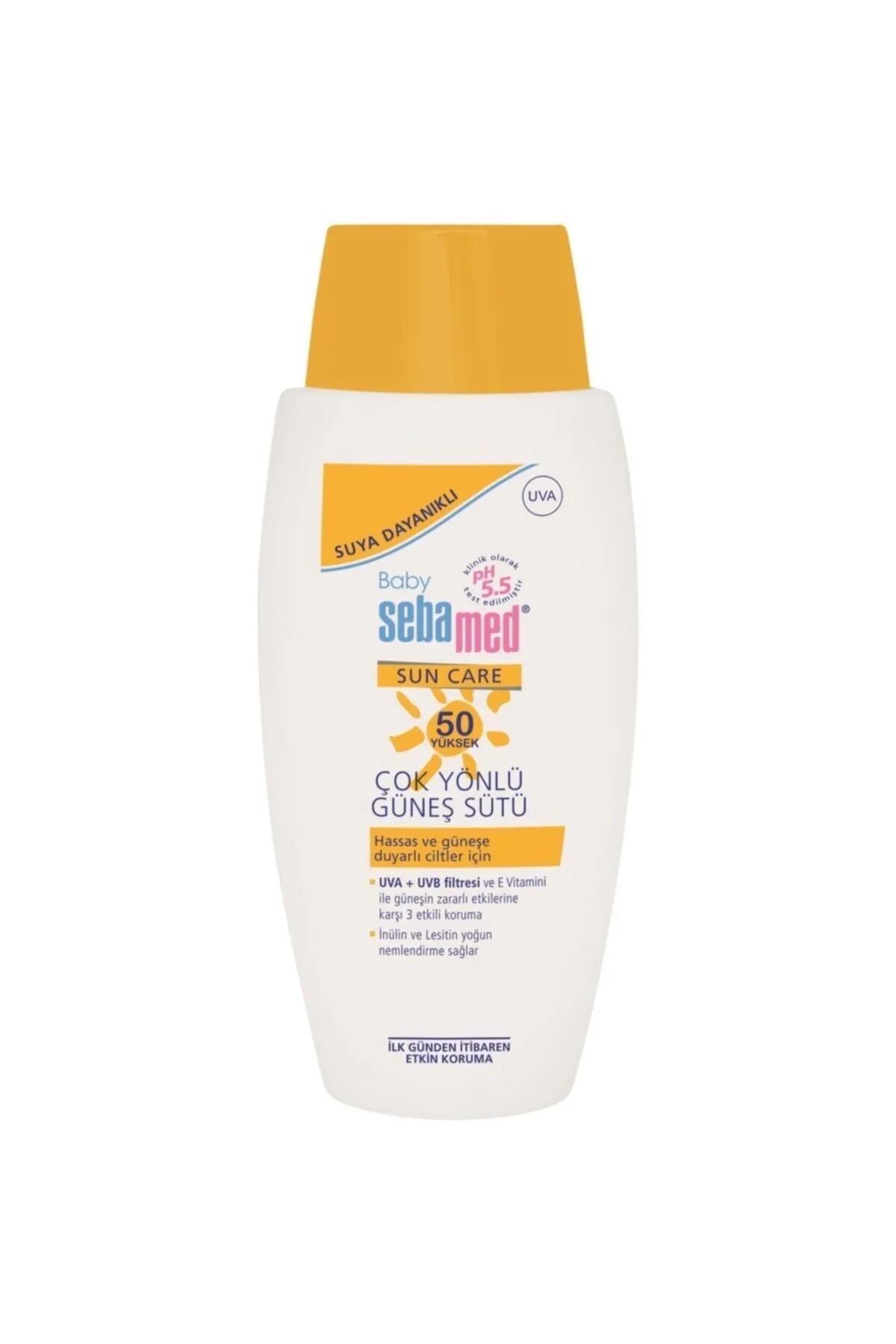 کرم ضد آفتاب کودک پسرانه و دخترانه بچگانه SUN CARE SPF 50+ مجموعه مراقبت از شیر همه جانبه 100 میل خورشید 75 Sebamed Baby