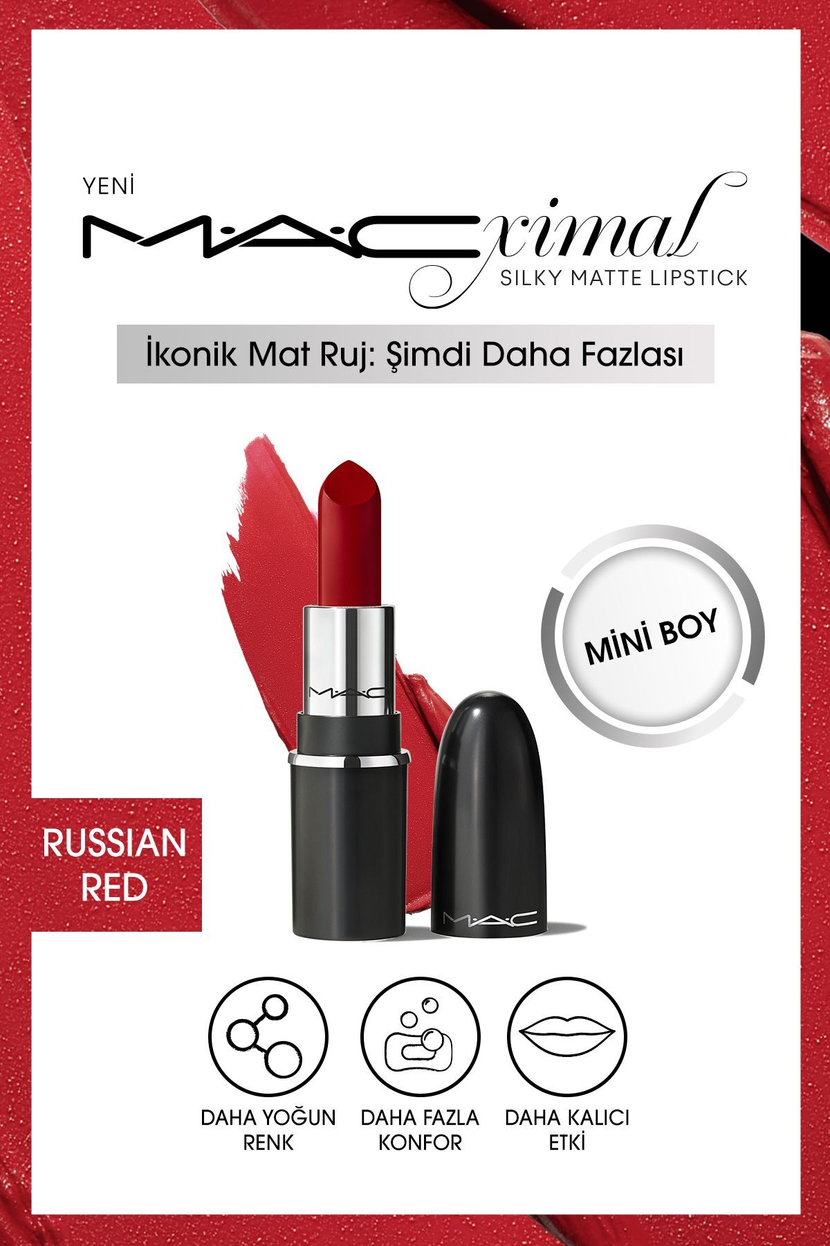 رژ لب مات ابریشمی MACXIMAL MINI M · A C قرمز روسی مایل به Mac