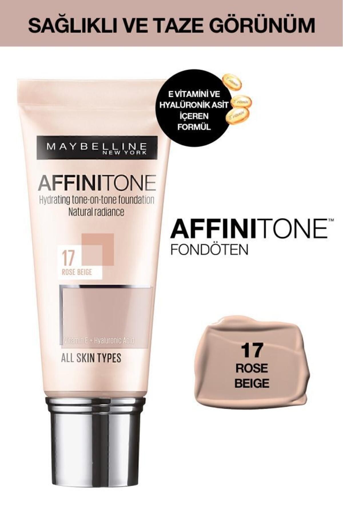 Maybelline New York کرم پودر Affinitone Foundation حاوی روغن آرگان و ویتامین E شماره 17