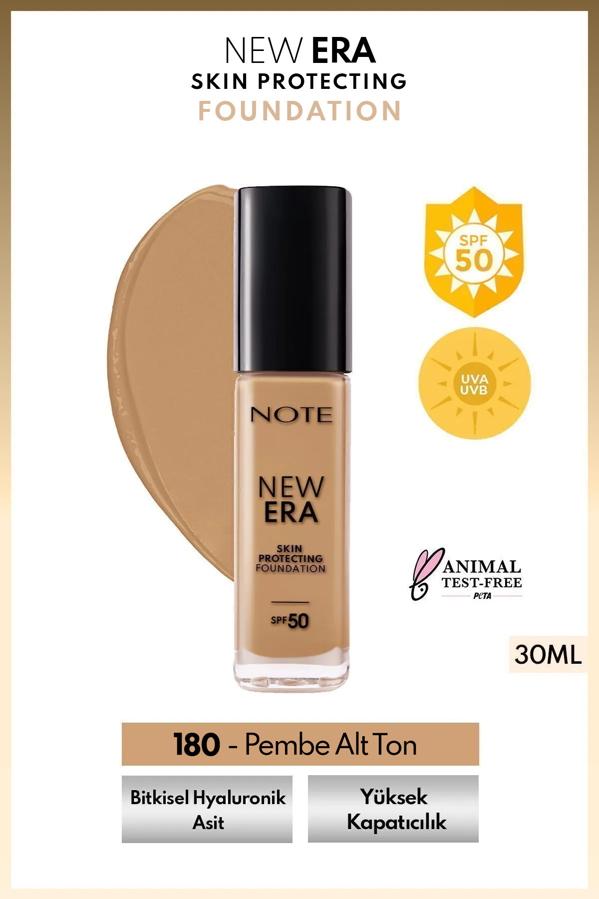 کرم پودر زیرسازی هیالورونیک اسید SPF 50 با اثر مرطوب کنندگی پوست عسل تیره 180 عصر جدید Note Cosmetics