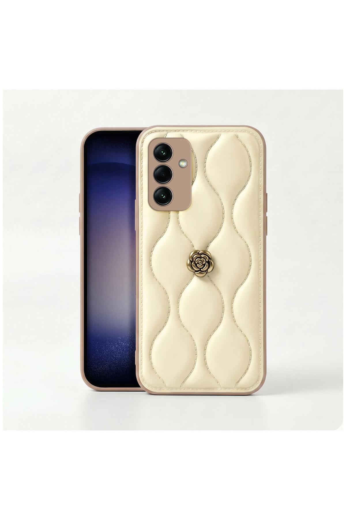 کاور و قاب چرمی ZEBANA CAMELLIA SAMSUNG GALAXY A15 5G سازگار با بژ اورجینال Zebana