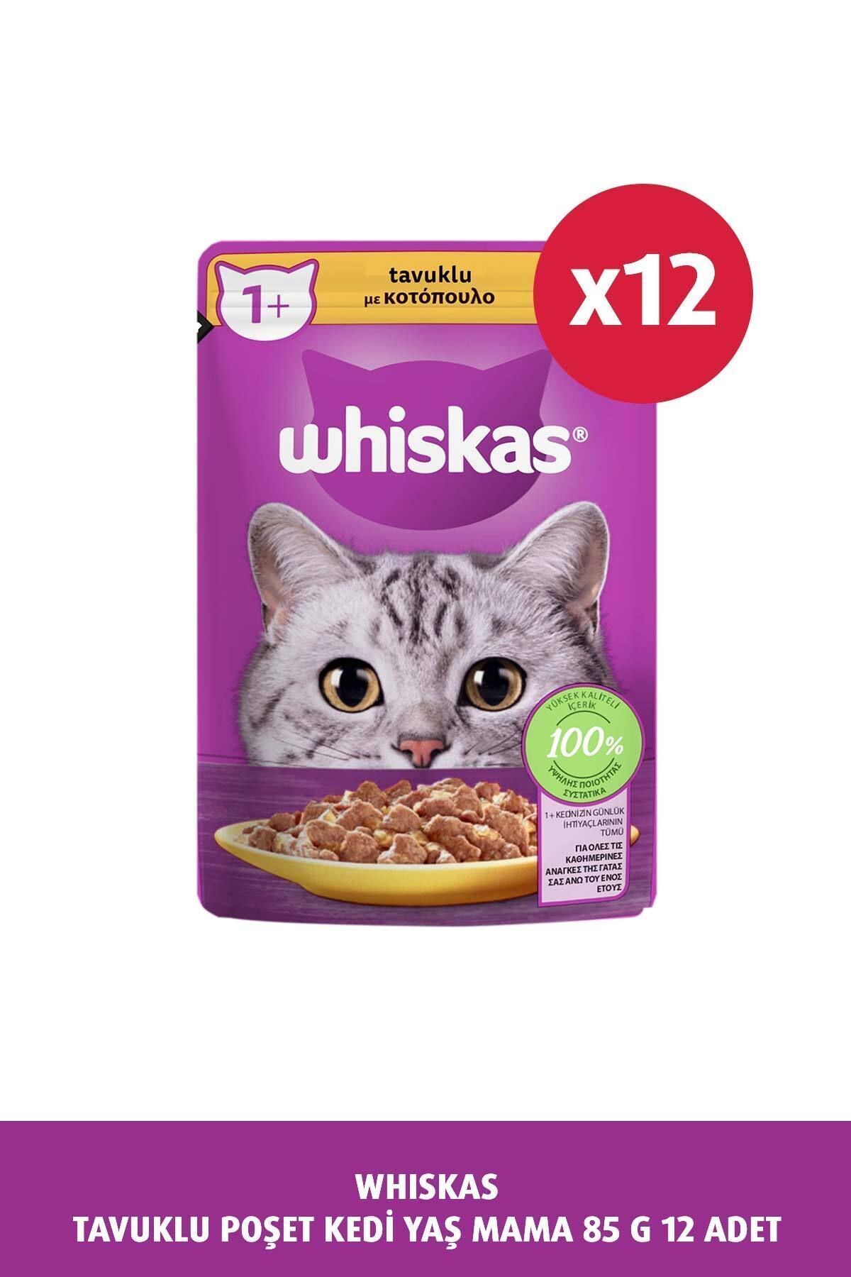 غذای تر گربه با مرغ ویسکاس Whiskas، ۱۲ بسته ۸۵ گرمی