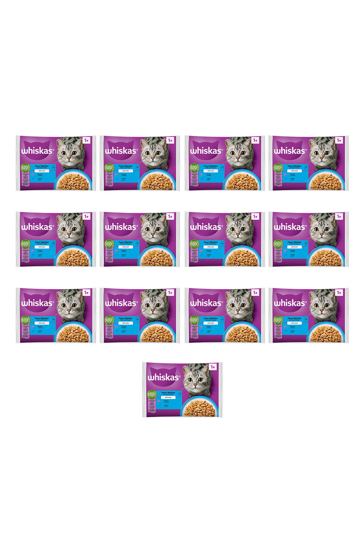غذای تر گربه ویسکاس Whiskas با طعم ماهی، ۴×۸۵ گرم (مجموع ۳۴۰ گرم)