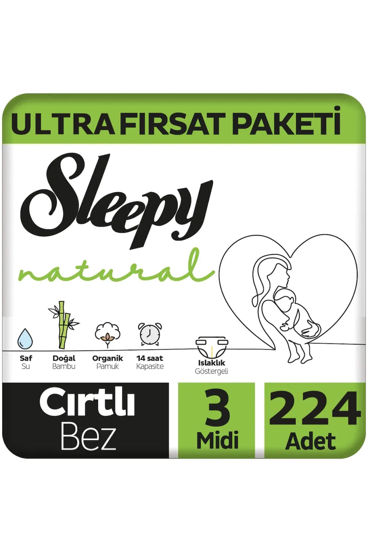 پوشک بچه طبیعی کودک ULTRA ADVANTAGE بسته بندی سایز 3 میدی 4 9 کیلوگرم 224 عدد اورجینال Sleepy