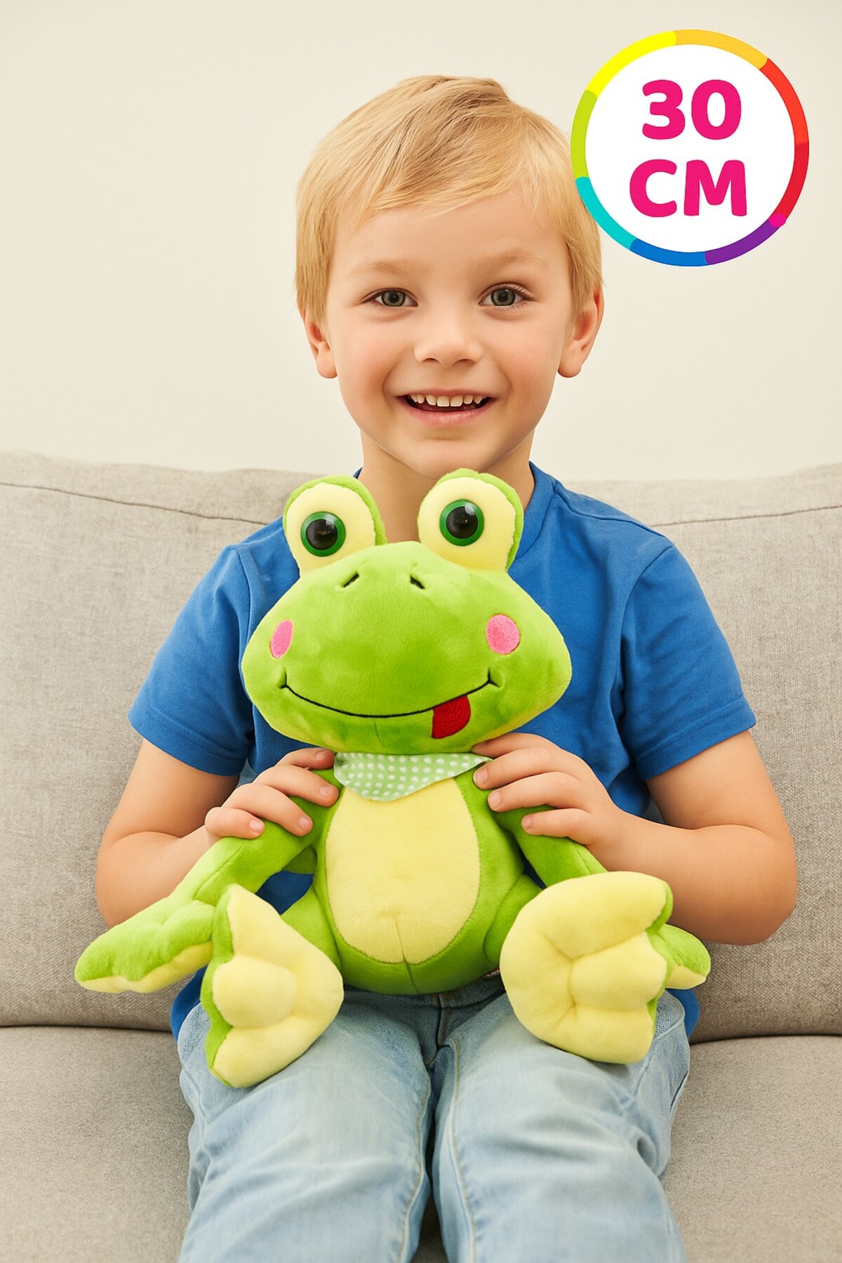 اسباب بازی های پشمی قورباغه مخمل دار نشسته 30 سانتی متر TOYFEST