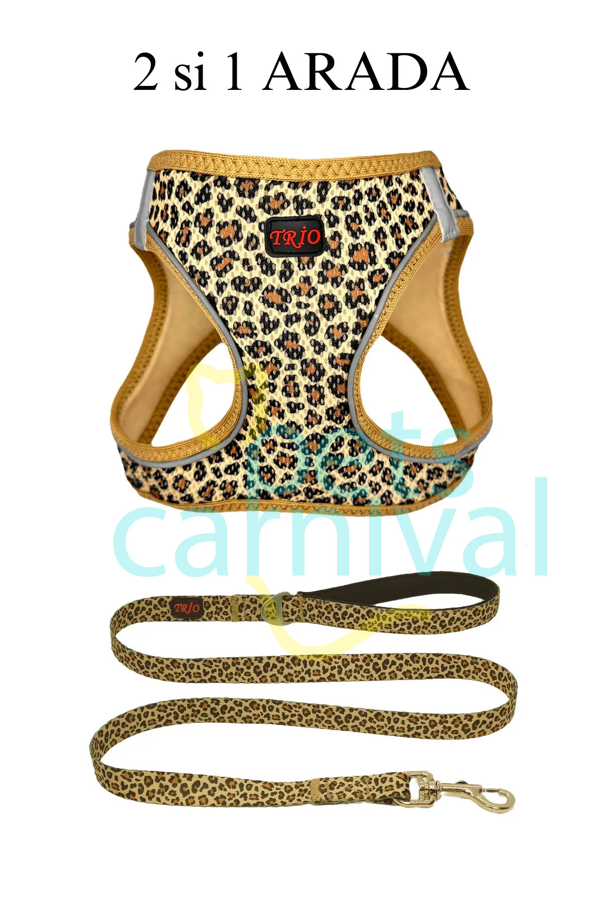 قلاده سگ ست توری و بند مسافرتی گربه لئوپارد 2 در 1 اورجینال Pets Carnival