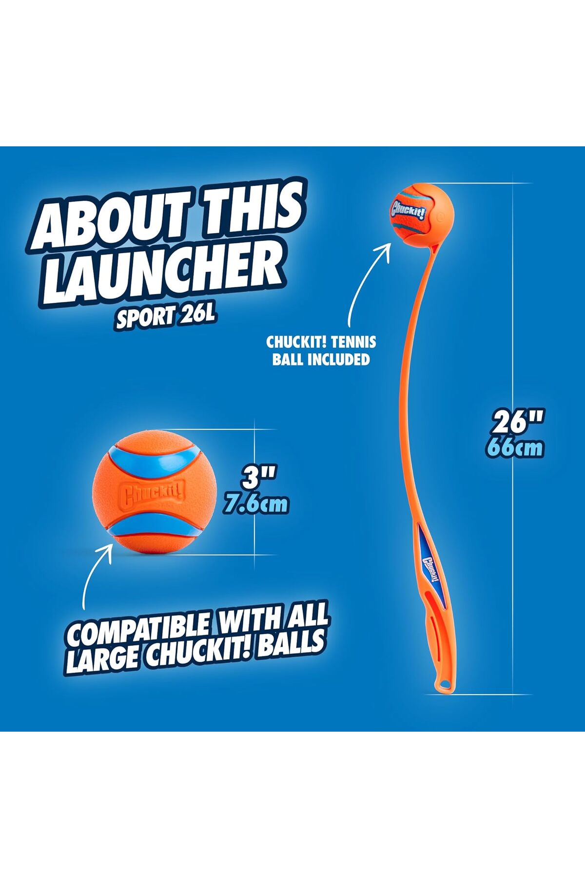 پرتابگر توپ سگ بی‌آر‌اف BRF، Chuckit! Sport Launcher بزرگ همراه توپ تنیس چندرنگ