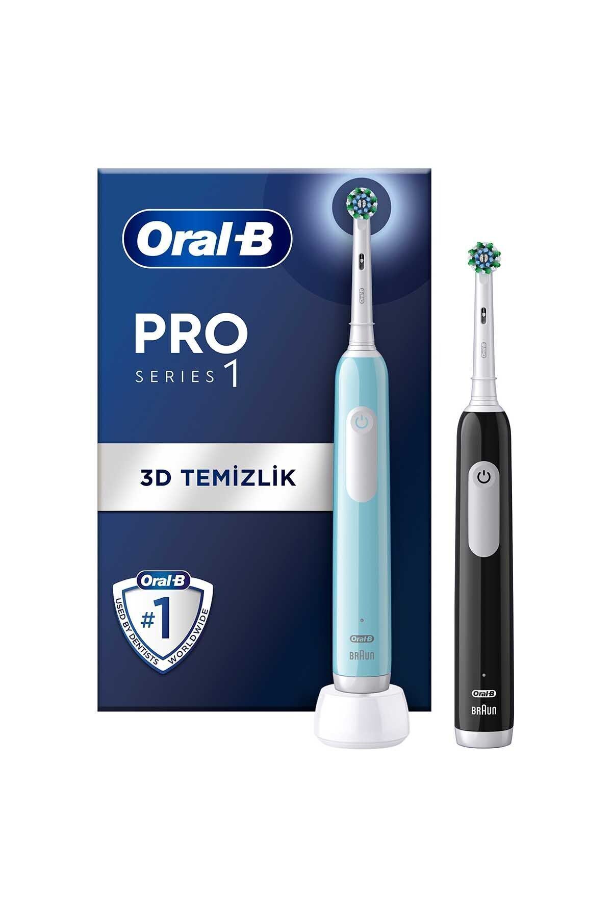 Oral-B مجموعه یک دو دسته برقی مسواک، مسواک های سیاه و آبی، 2 سر مسواک