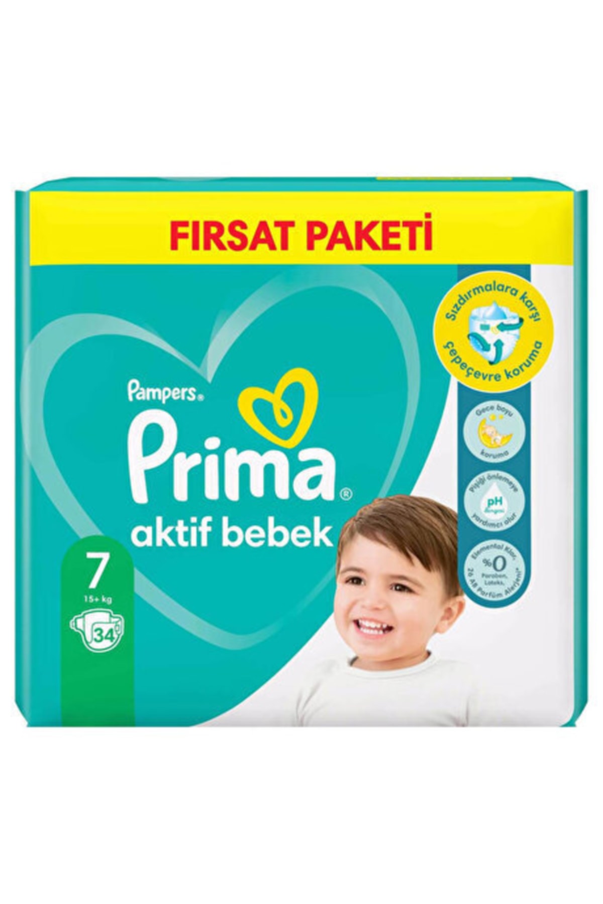 پوشک بچه سایز 7 34 عدد بسته فرصتی ACTIVE BABY 15+ کیلوگرم اورجینال Prima