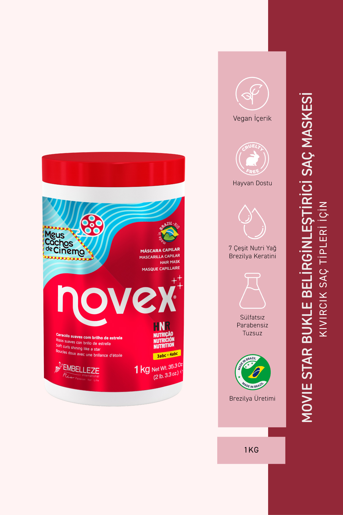 ماسک مو MOVIE STAR EXTRA SHINE CURL DEFINING HAIR MASK 1KG NOVEX