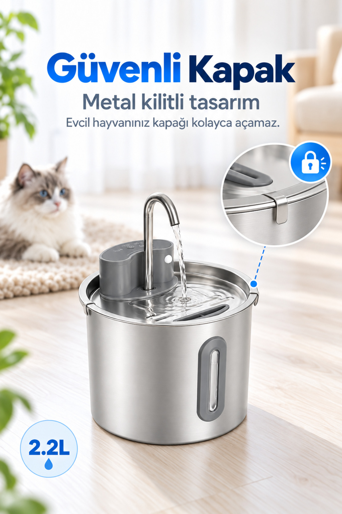 آبخوری فواره‌ای اتوماتیک گربه و سگ ماولت MAVLET مدل PS04006، ۲٫۲ لیتری 2.2L