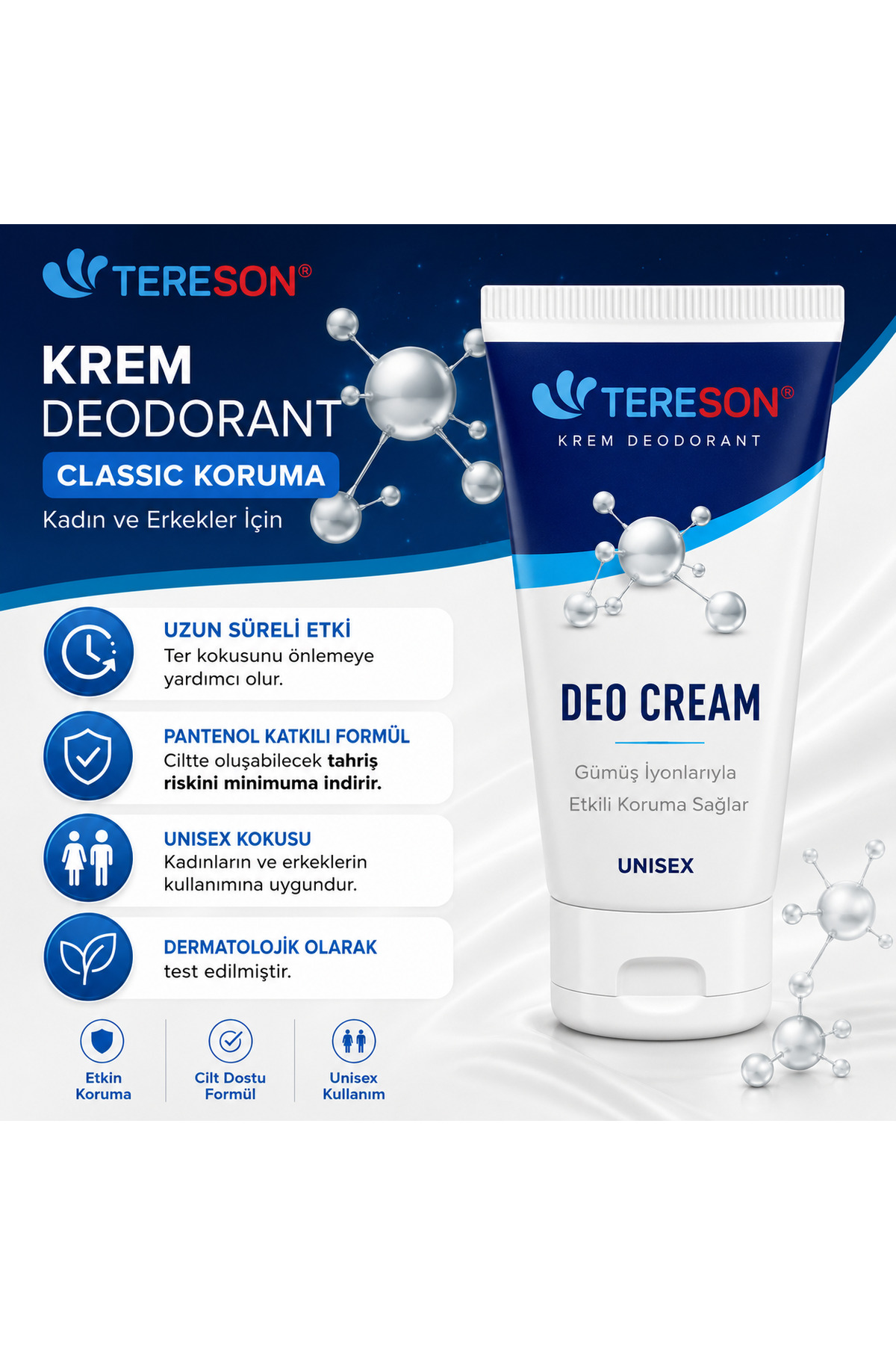دئودورانت کرمی یون نقره‌ای 40 میلی‌لیتری مناسب برای همه جنسیت‌ها Tereson