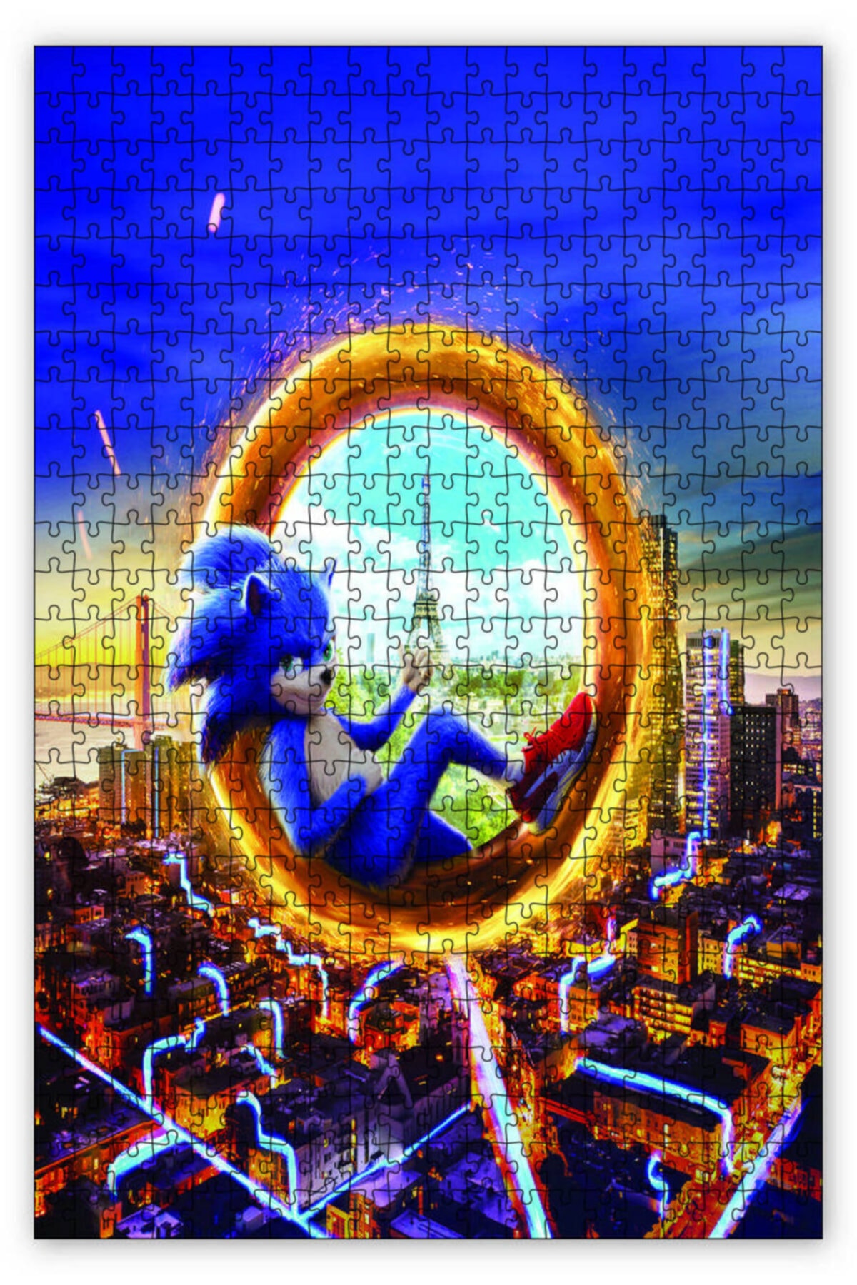 پازل SONIC THE HEDGEHOG EIFFEL TOWER 255 PIECE PUZZLE اره منبت کاری مویی ام دی اف چوب Cakapuzzle