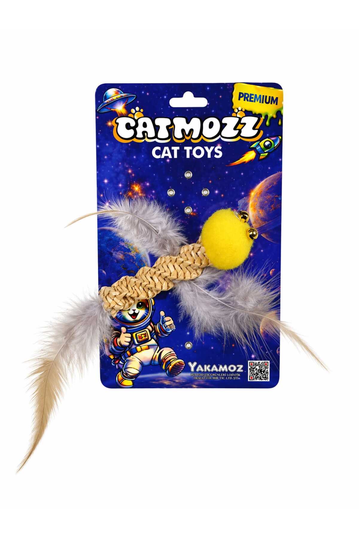 اسباب‌بازی پرنده از حصیر طبیعی، زرد، کت‌موز CatMozz YKMZ-047