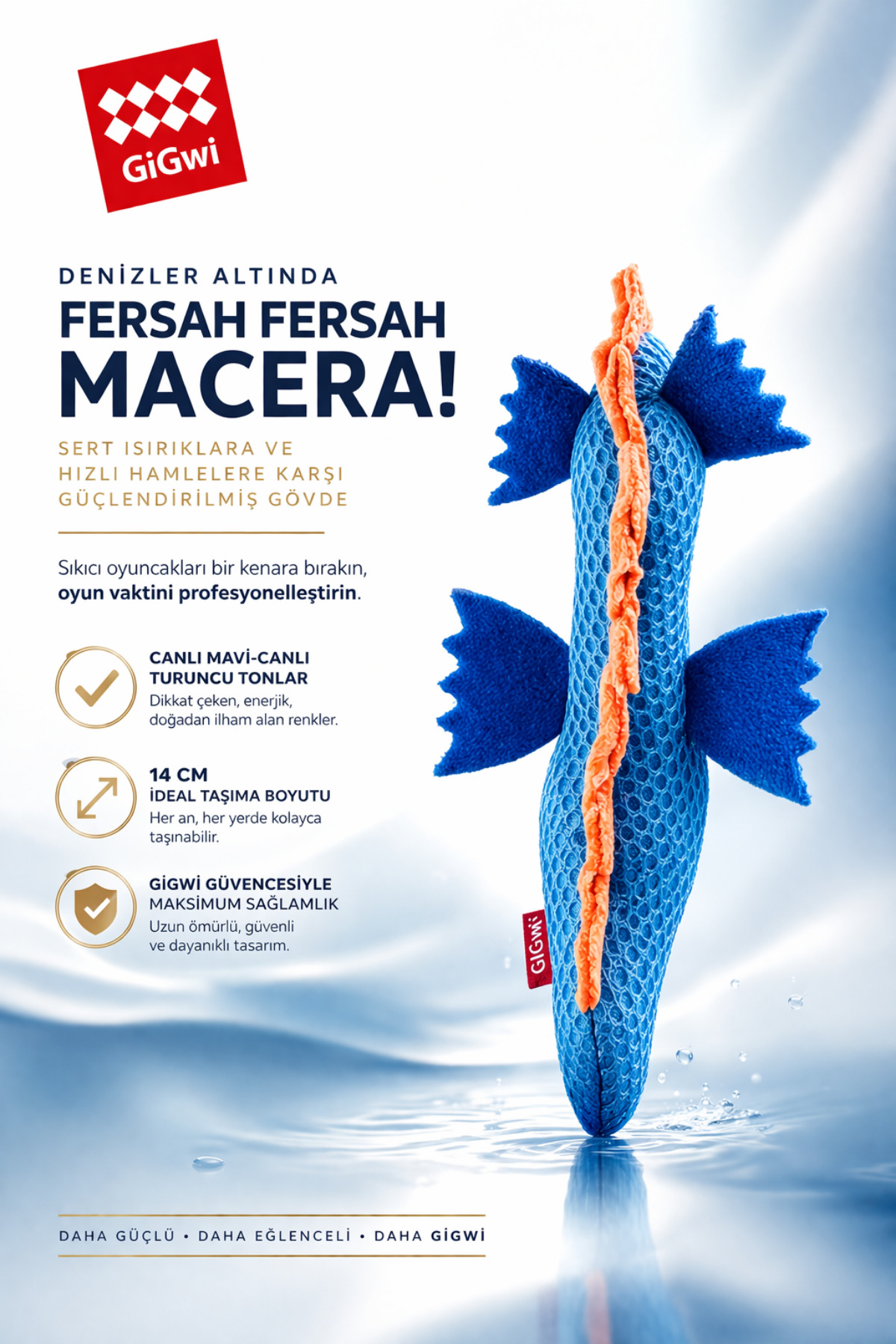 اسباب‌بازی دندانی گربه گیگ‌وی Gigwi، سری Dental Mesh، طرح اسب دریایی، آبی