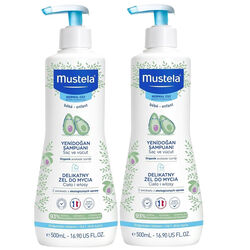 ژل شست‌وشوی مو و بدن کودک موستلا Mustela Gentle Cleansing Gel، بسته ۲ عددی ۵۰۰ میلی‌لیتری، قابل استفاده از بدو تولد