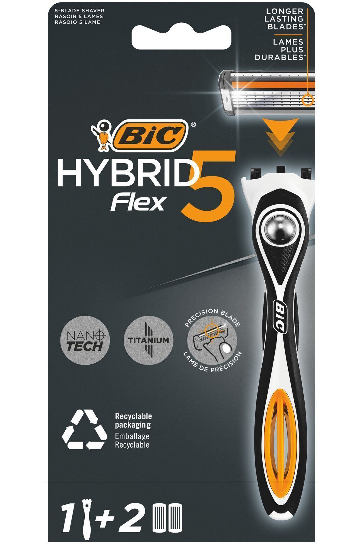 تیغ اصلاح مردانه Flex 5 با 6 عدد تیغ یدک و کیف مخصوص Bic