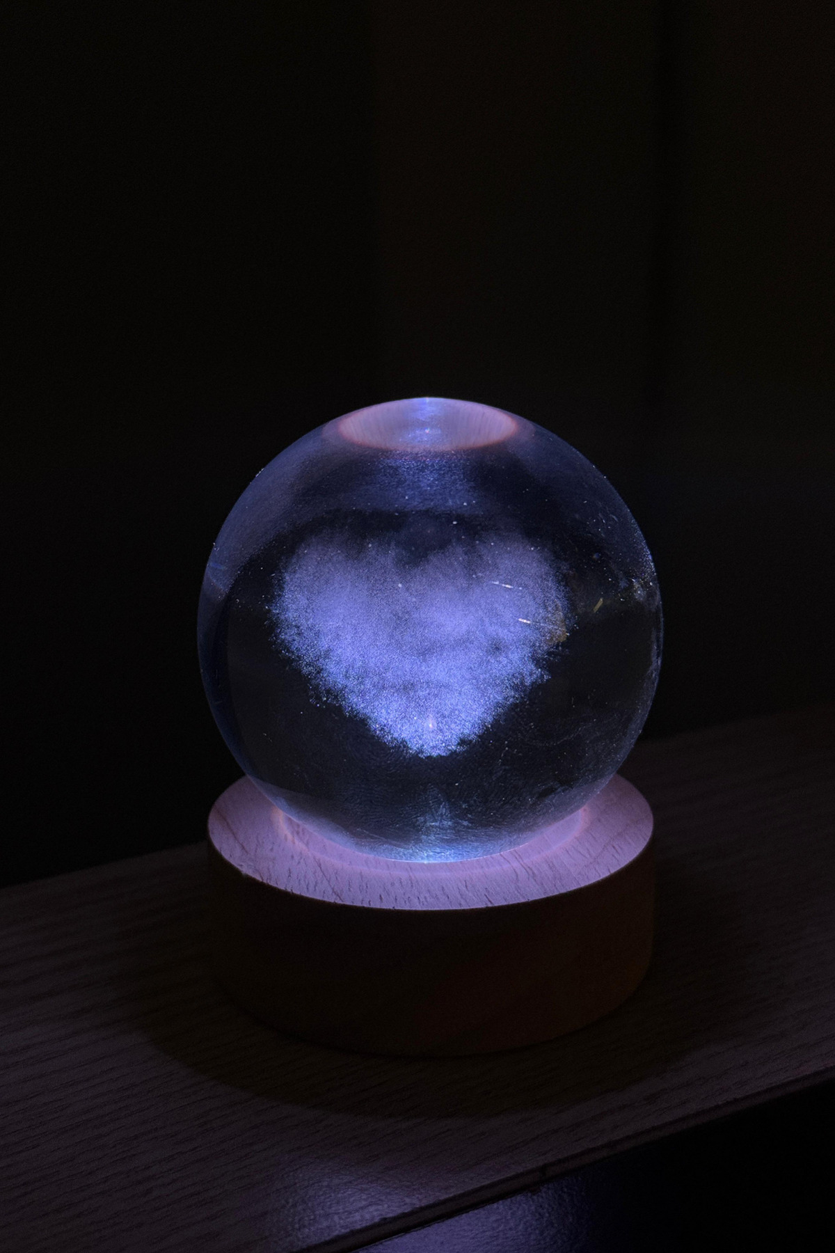 گوی برفی تغییر رنگ RGB LED چراغ‌دار HEART GLASS SNOW GLOBE CRYSTAL PLANET SPHERE هدیه برای عاشق از ترکیه Aşkın İncisi