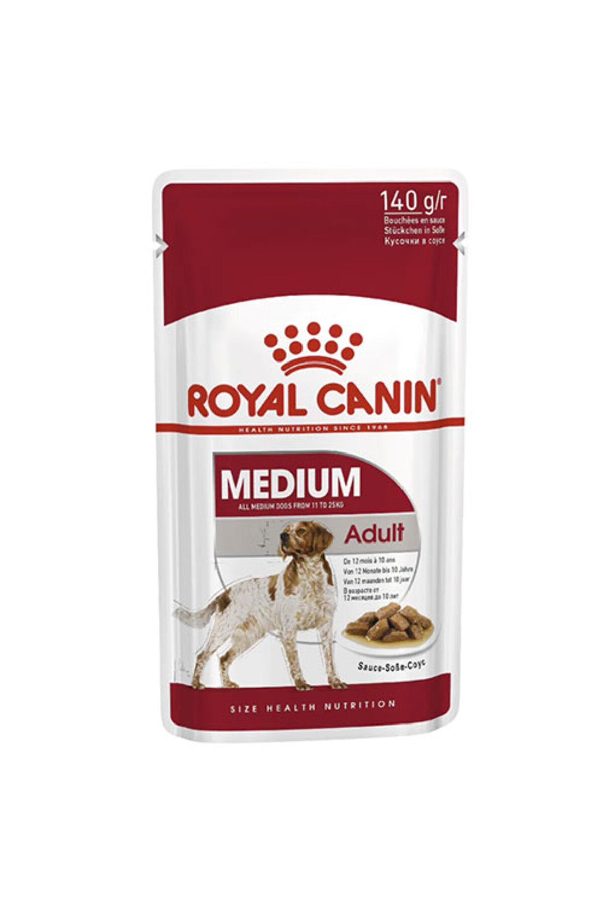غذای کنسروی سگ بالغ رویال کنین Royal Canin Medium Adult Gravy، طعم مرغ، ۱۴۰ گرم