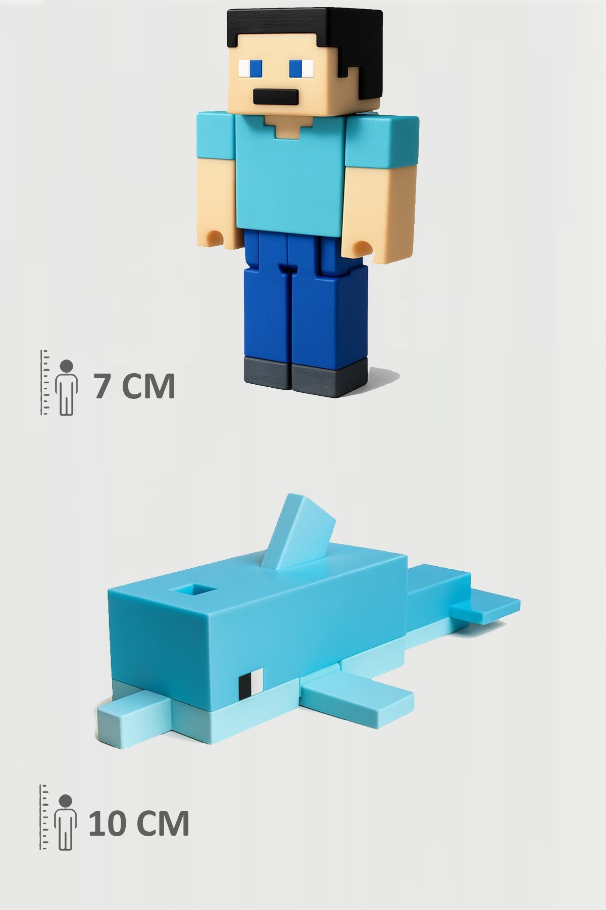 اسباب بازی های فیگور دیگر مشترک متحرک MINECRAFT STEVE و DOLPHIN SET FigürDizayn