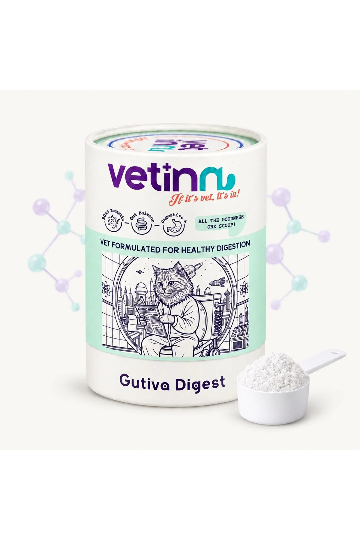 مکمل گوارشی گربه وتین Vetinn Gutiva Digest، پودر ۱۵۰ گرم