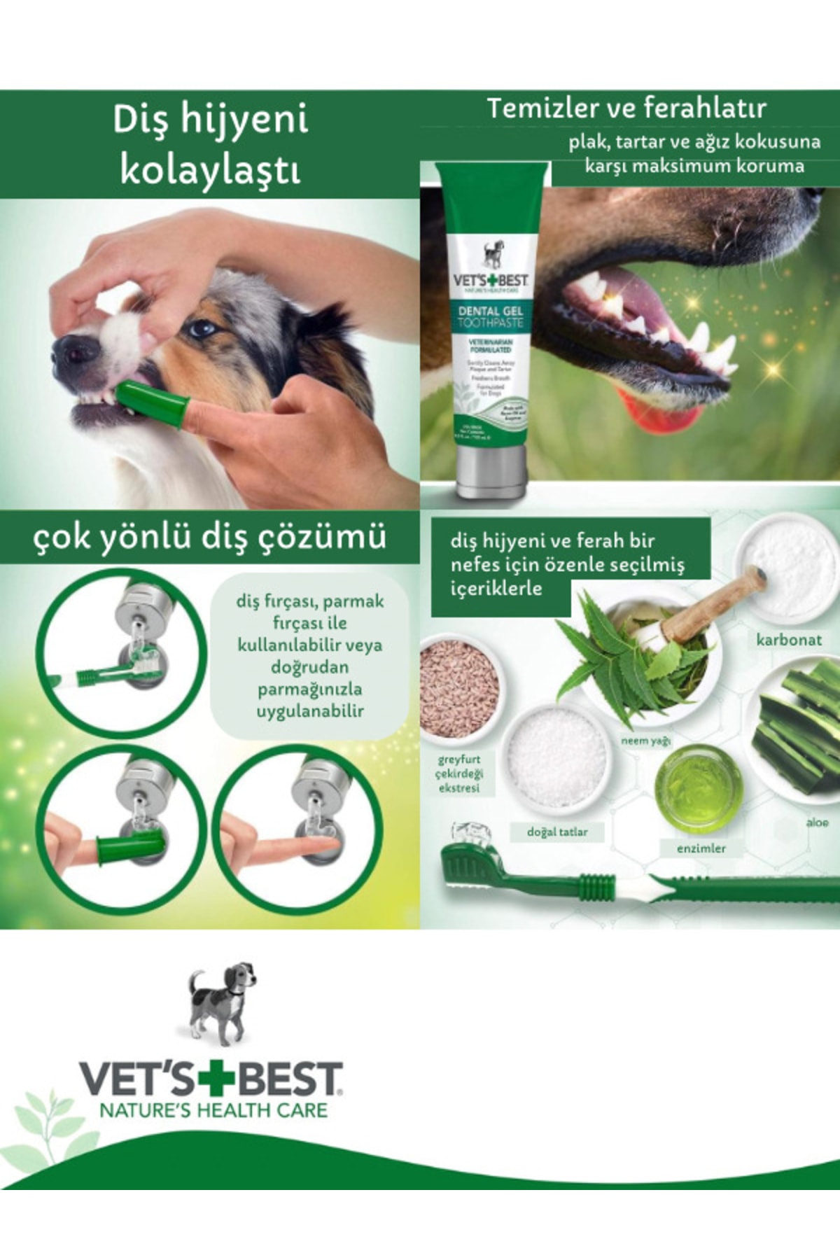 خمیر دندان ژلی سگ وتس بست Vet’s Best همراه برس انگشتی، ۱۰۰ گرم