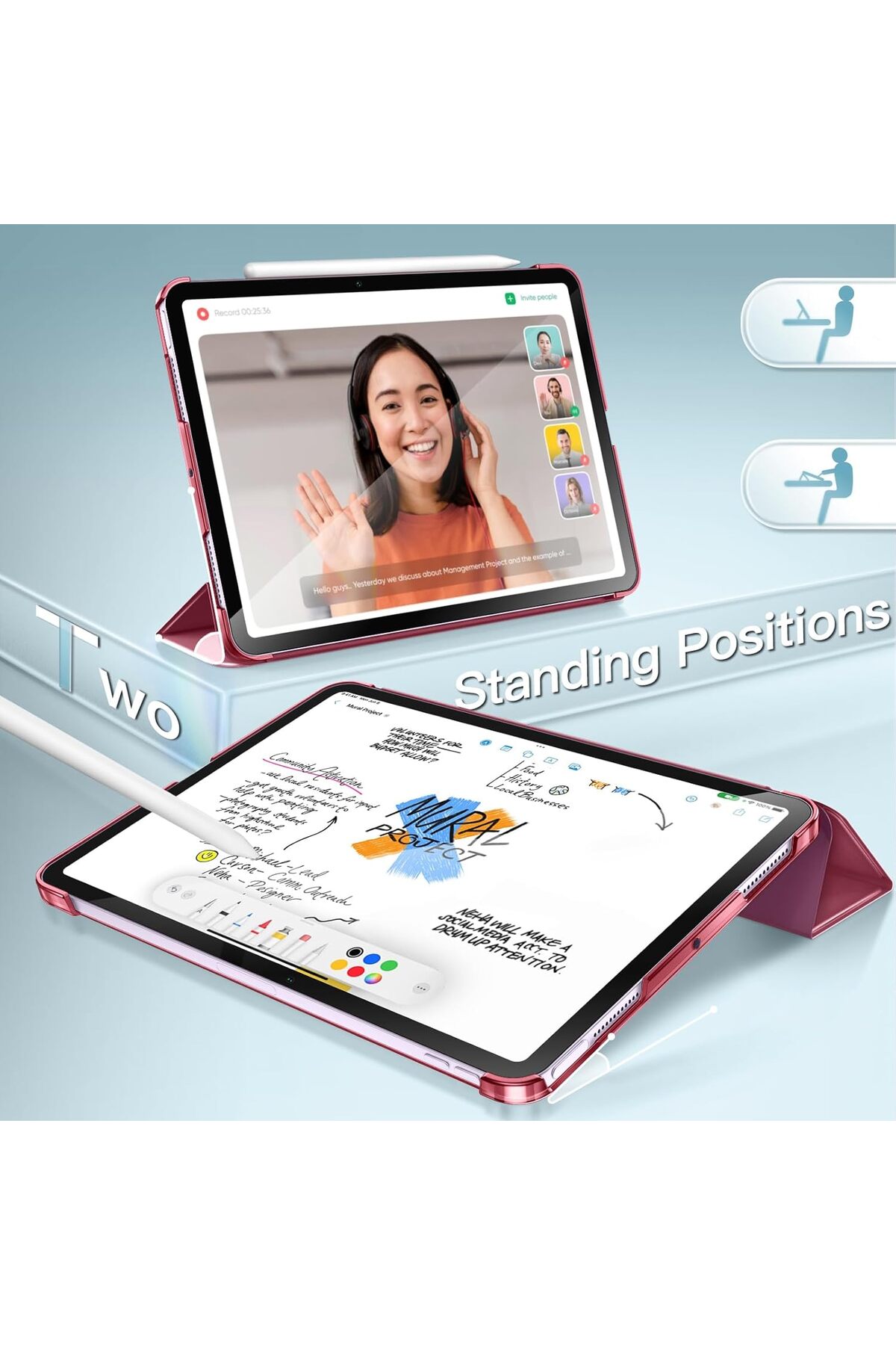 کاور تبلت IPAD AIR 11 INCH M2 M3 CHIP 4. 5. 6. قاب پایه ضد واژگونی هوشمند مغناطیسی قوی فیبکس Fibaks