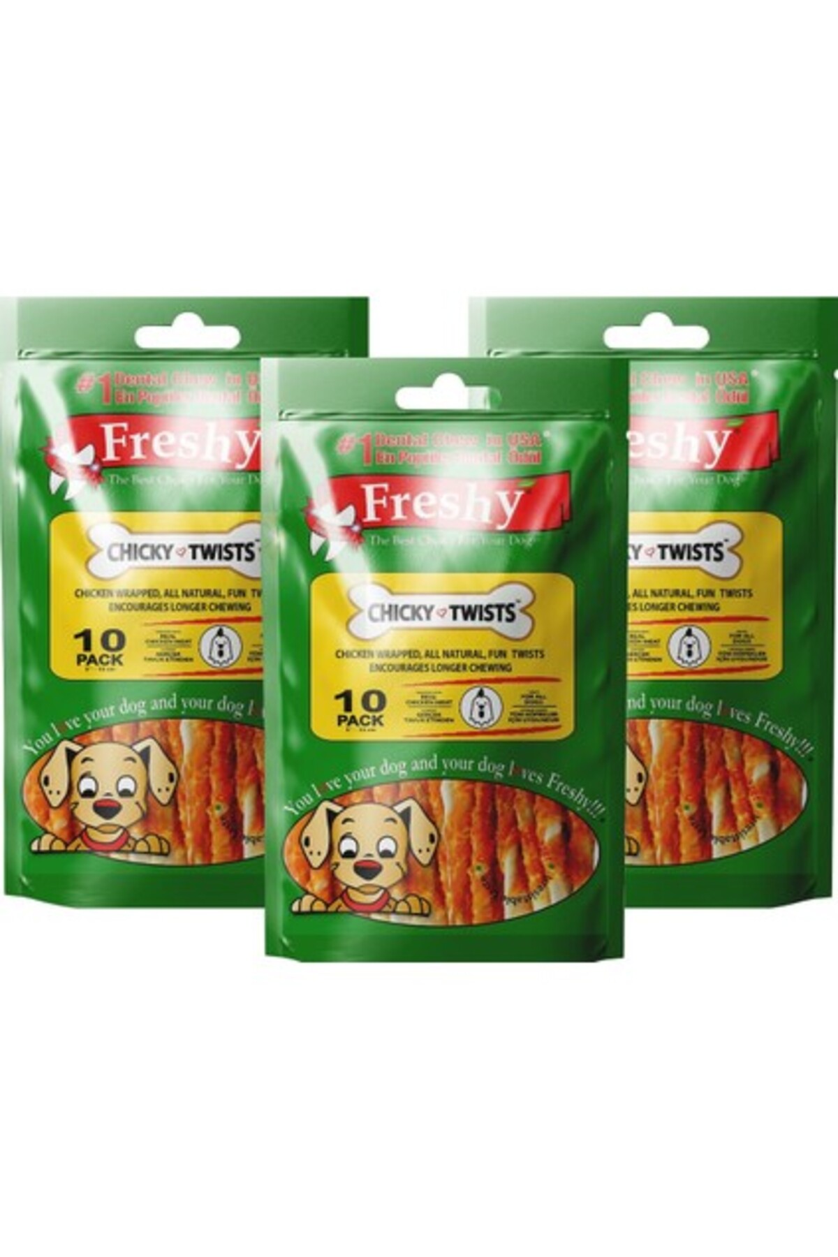 چوب جویدنی سگ فورلو Furlo Freshy Chicky Twists، بسته ۳۰ عددی با روکش گوشت مرغ