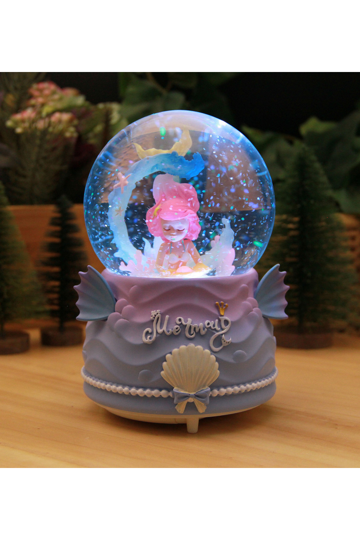 گوی برفی MERMAID SNOW GLOBE با اندازه مگا موتور چراغ و موسیقی از ترکیه HEDİYEBİZİZ